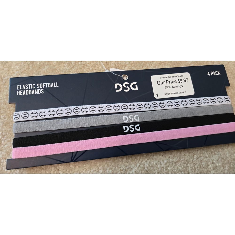 DSG Strikeout Elastic Softball Headbands 4 Pack Multi colored NWT